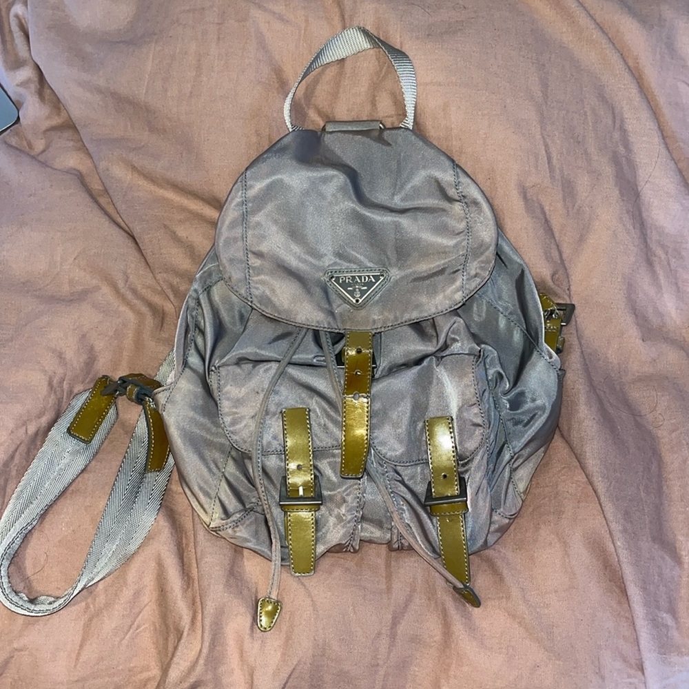 Baby blue Prada backpack
